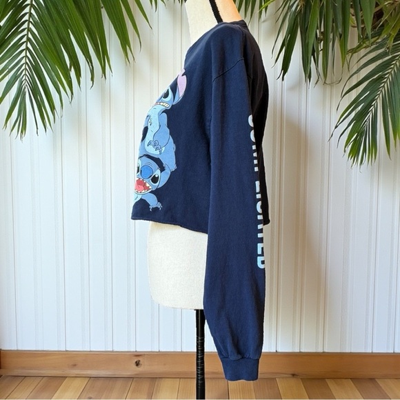 DISNEY Stitch Long Sleeve Cropped Graphic Tee – Size M - Picture 4 of 10